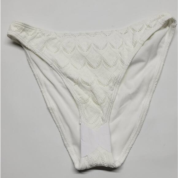 Peek & Beau Exclusive Textured Eyelet High Leg Bikini Bottom White Size 8 - Picture 2 of 13